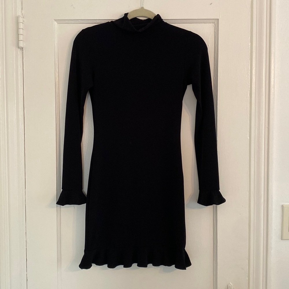 Revolve dress. Size small. Turtleneck. Fitted body with ruffle detail.